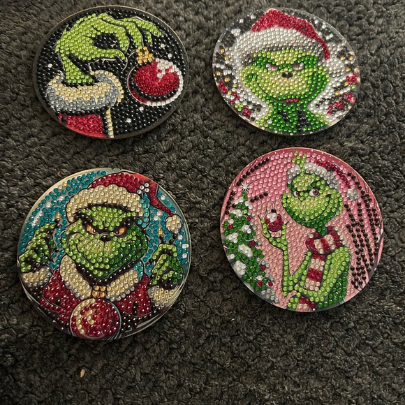 Festive Grinch-Themed Coasters Set - Picture 1 of 2